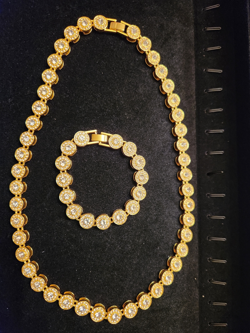 Gold-Tone Crystal Station Necklace and Bracelet Set